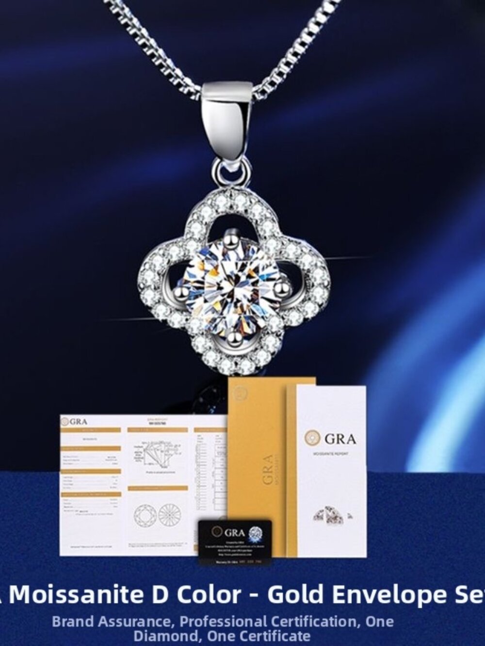 Certified 1ct. t.w. Moissanite Necklaces GRA D Genuine Moissanite For Women - Picture 2 of 11